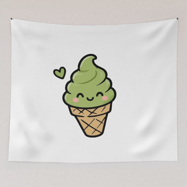 Item preview, Kawaii Matcha Ice Cream Cone designed and sold by VectorForge Studio.