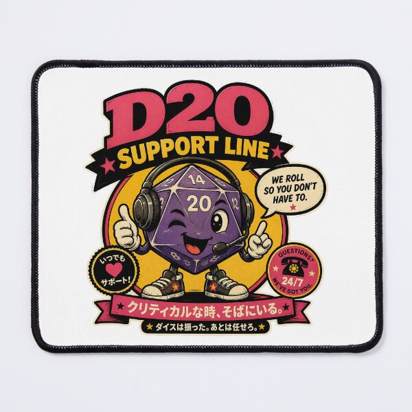 Item preview, D20 Support Line – Funny Dungeons & Dragons Dice RPG Humor designed and sold by obstinator.