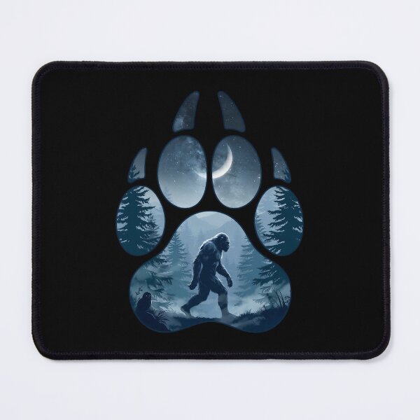 Item preview, Bigfoot Paw Print Forest Crescent Moon Night designed and sold by Enea Kelo.