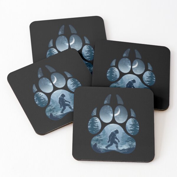 Item preview, Bigfoot Paw Print Forest Crescent Moon Night designed and sold by Enea Kelo.
