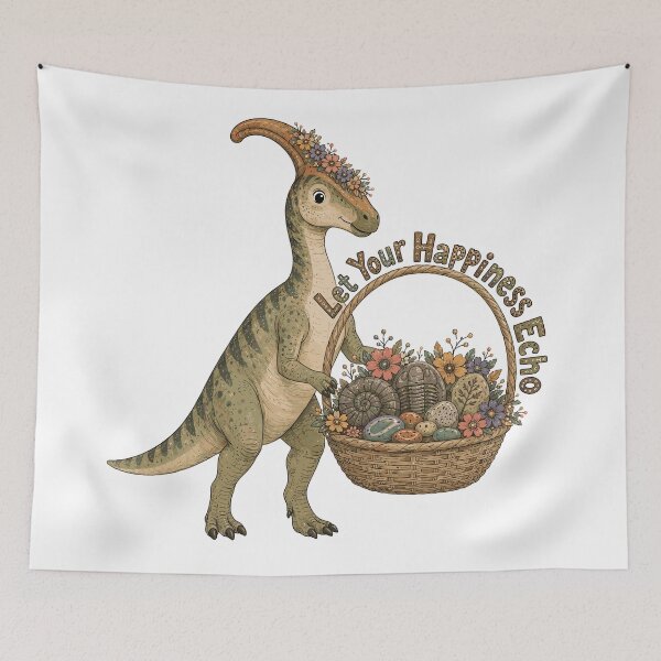 Item preview, Crest of Cheer - Cute Prehistoric Parasaurolophus Dino designed and sold by bapupa.