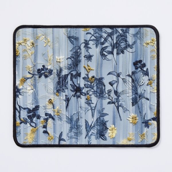 Item preview, Elegant Japanese Blue and Yellow Floral Stripe Pattern designed and sold by Kokeshidreams.