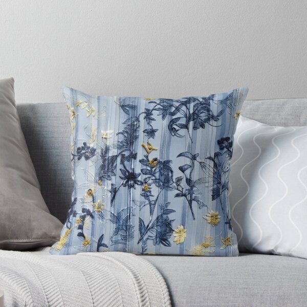 Item preview, Elegant Japanese Blue and Yellow Floral Stripe Pattern designed and sold by Kokeshidreams.