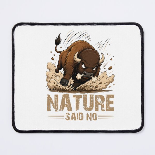 Item preview, NATURE SAID NO Bison T-Shirt – Funny Animal Attack Meme Graphic Tee designed and sold by Artimax-Studio.