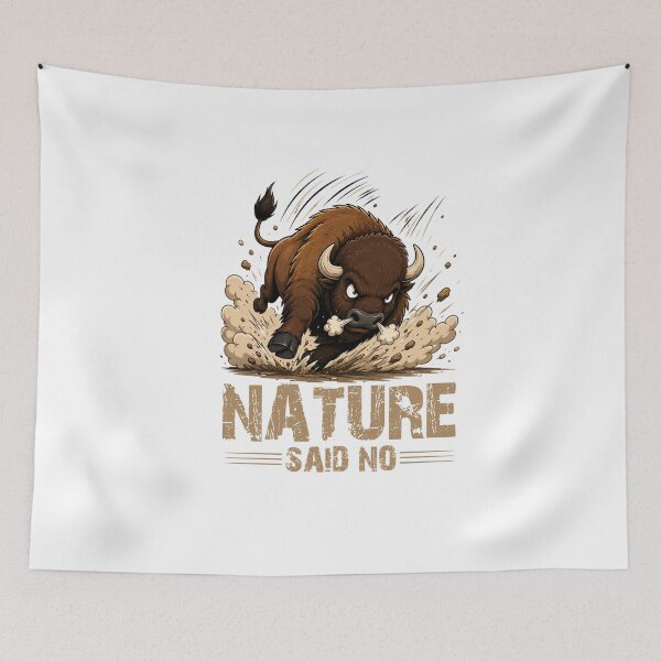 Item preview, NATURE SAID NO Bison T-Shirt – Funny Animal Attack Meme Graphic Tee designed and sold by Artimax-Studio.