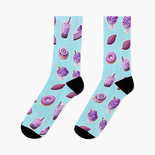 Item preview, Ube Dessert Pattern - Whimsical Purple Yam Food Illustration designed and sold by merchxwear.