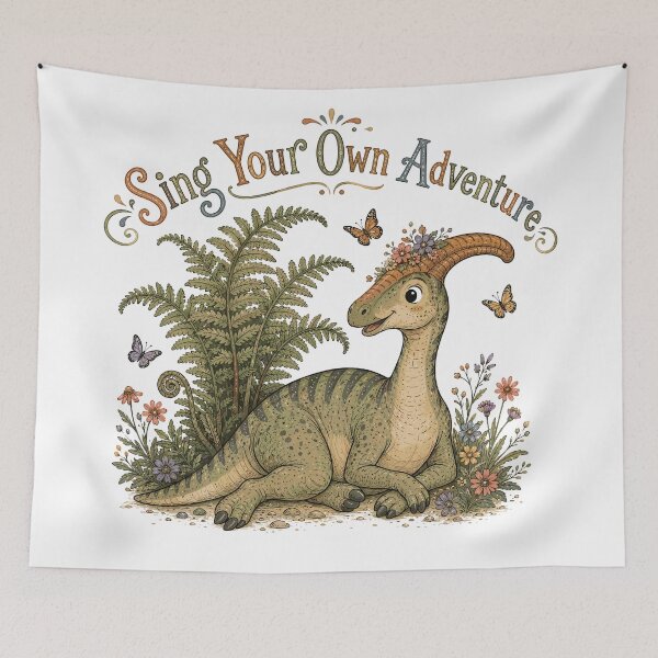 Item preview, Meadow Melody - Cute Prehistoric Parasaurolophus Dinosaur designed and sold by bapupa.