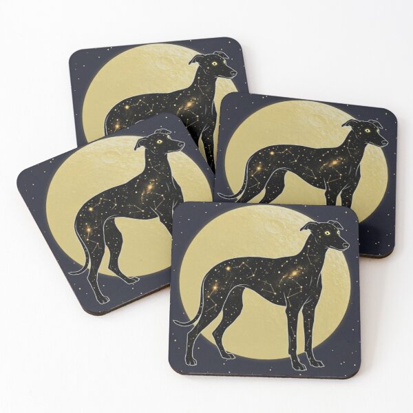 Item preview, Celestial Greyhound Silhouette Gold Moon Constellation designed and sold by iPrintPaws.