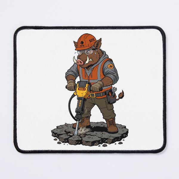 Item preview, Wild Boar Drilling with Jackhammer Cartoon designed and sold by Museum Of Non-Existing Art.