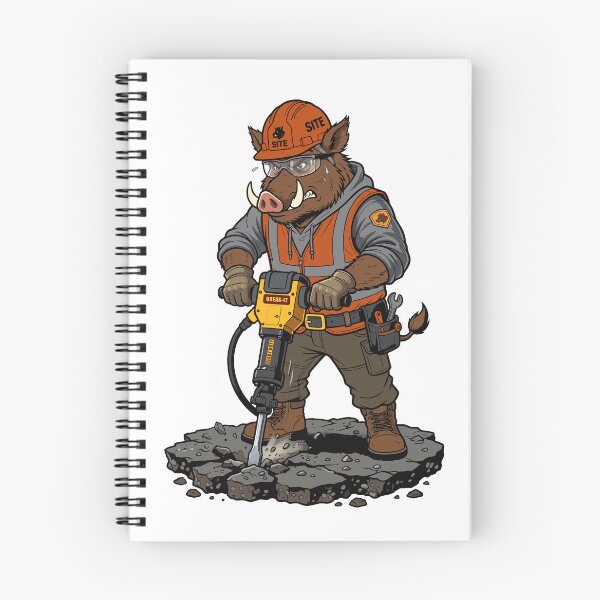 Item preview, Wild Boar Drilling with Jackhammer Cartoon designed and sold by Museum Of Non-Existing Art.