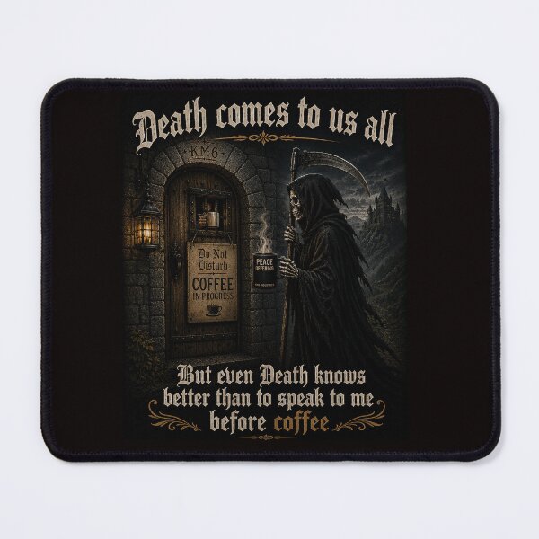 Item preview, Death Comes to Us All… But Even Death Knows Better Than to Speak to Me Before Coffee | Gothic Grim Reaper Coffee designed and sold by KissMy6 Industries.