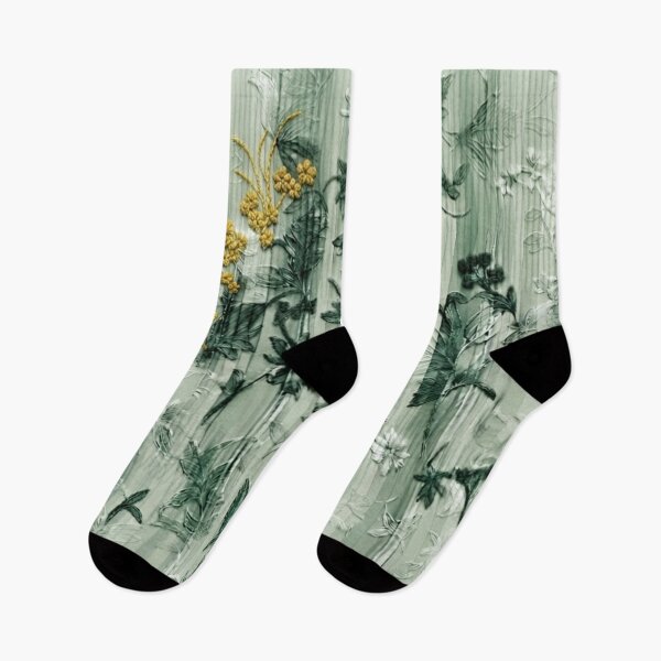 Item preview, Elegant Japanese Sage Green and Yellow Floral Stripe Pattern designed and sold by Kokeshidreams.