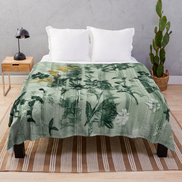 Item preview, Elegant Japanese Sage Green and Yellow Floral Stripe Pattern designed and sold by Kokeshidreams.
