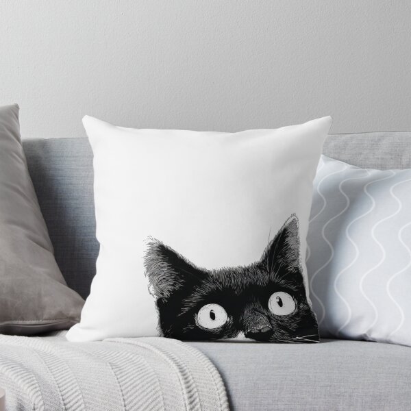 Item preview, Curious Black Cat Peeking in the Dark - Minimalist Tuxedo Cat designed and sold by JossDesign15.