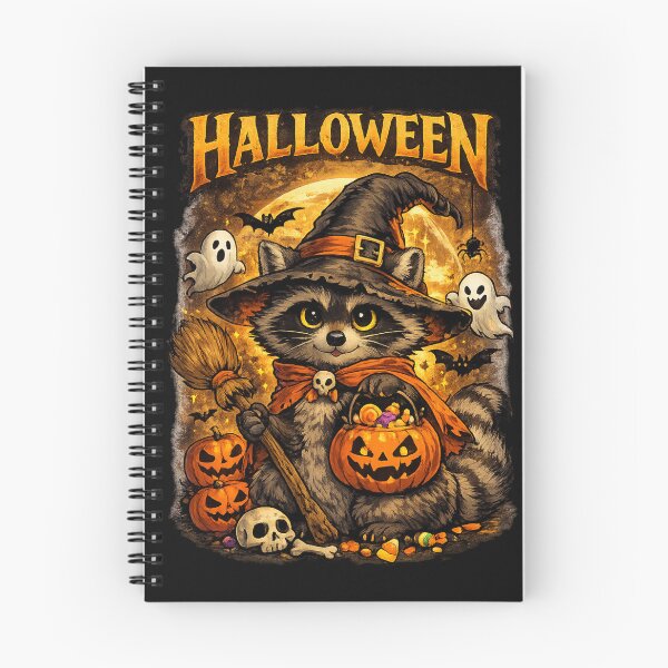 Item preview, Halloween Raccoon Witch Cute Spooky Autumn Pumpkin designed and sold by Jack W Art.