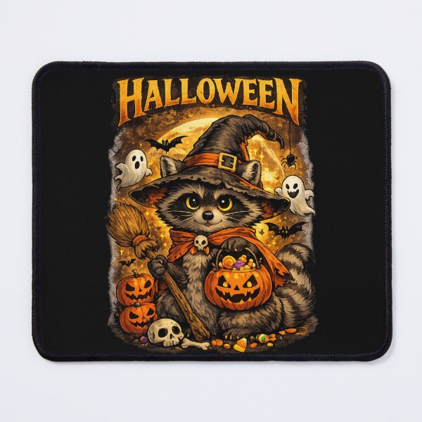 Item preview, Halloween Raccoon Witch Cute Spooky Autumn Pumpkin designed and sold by Jack W Art.
