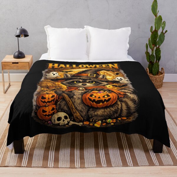 Item preview, Halloween Raccoon Witch Cute Spooky Autumn Pumpkin designed and sold by Jack W Art.