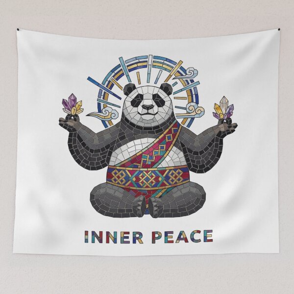 Item preview, Inner Peace Zen Panda - Stained Glass Mosaic Art designed and sold by Shopeon Designs.