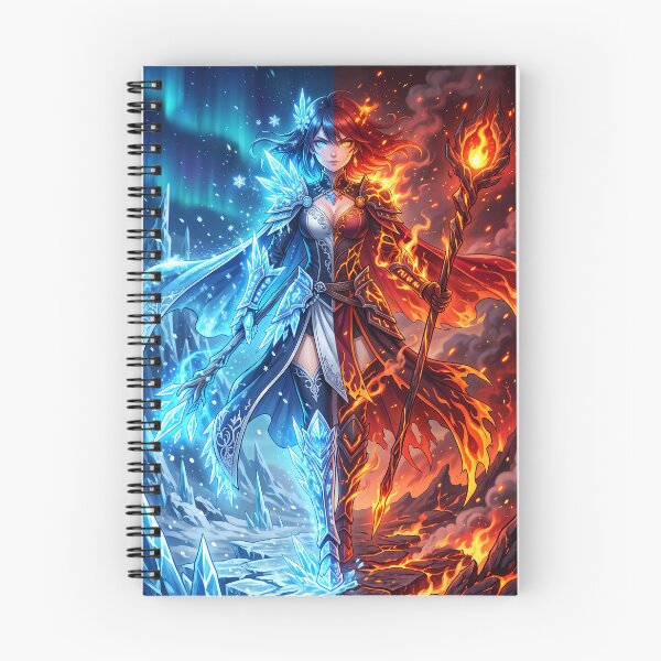 Item preview, Anime Ice and Fire Mage Elemental Magic Illustration designed and sold by TheRichGallery.