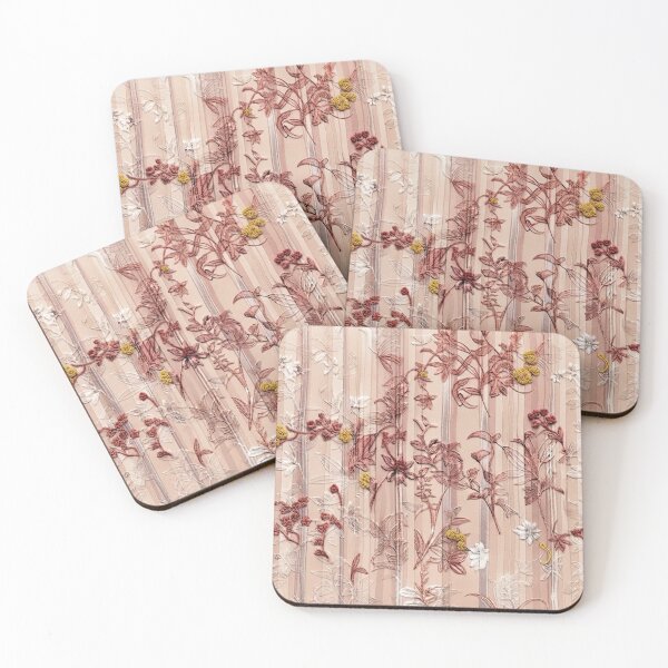 Item preview, Elegant Japanese Pink and Yellow Floral Stripe Pattern designed and sold by Kokeshidreams.