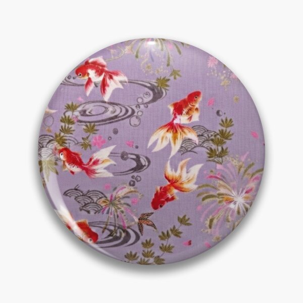 Item preview, Lavender Purple Japanese Goldfish, Fireworks and Ripples - Traditional Yukata Pattern designed and sold by Kokeshidreams.