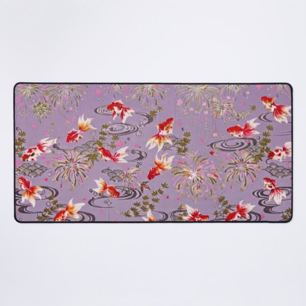 Item preview, Lavender Purple Japanese Goldfish, Fireworks and Ripples - Traditional Yukata Pattern designed and sold by Kokeshidreams.