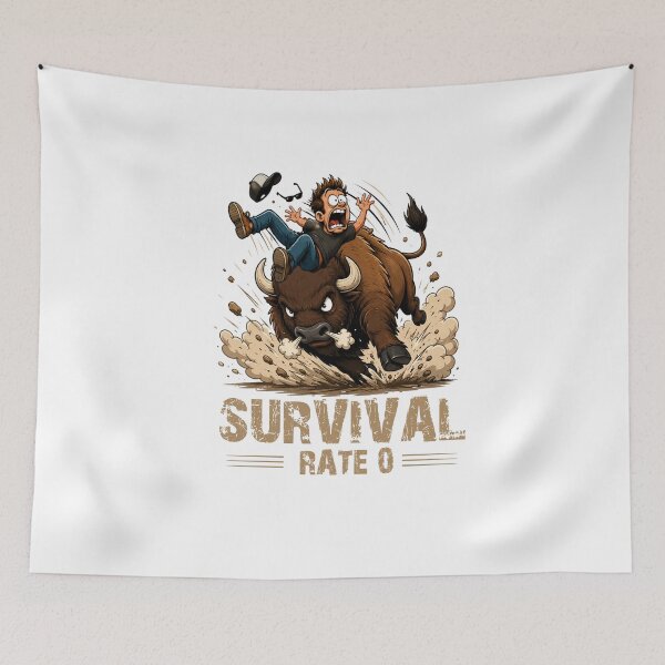 Item preview, SURVIVAL RATE 0  Bison T-Shirt – Funny Animal Attack Meme Graphic Tee designed and sold by Artimax-Studio.