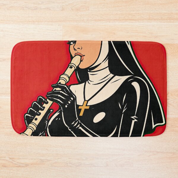 Item preview, Recorder Nun – Retro Punk Nun Playing Flute designed and sold by obstinator.