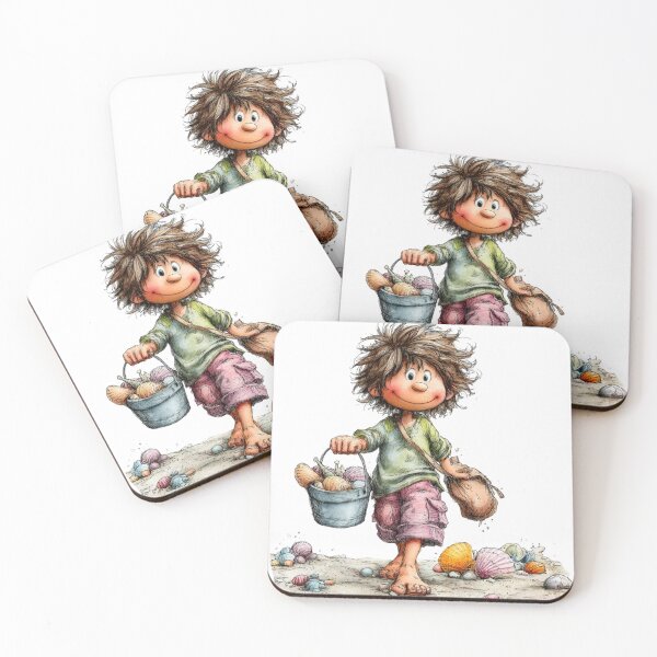 Item preview, Cute boy with seashells – whimsical design designed and sold by Lines, forms and colors.