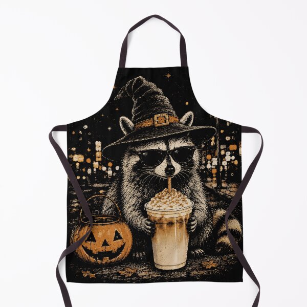Item preview, Raccoon Drinking Apple Crisp Oatmilk Macchiato Fall Coffee designed and sold by DesignsByAnett.