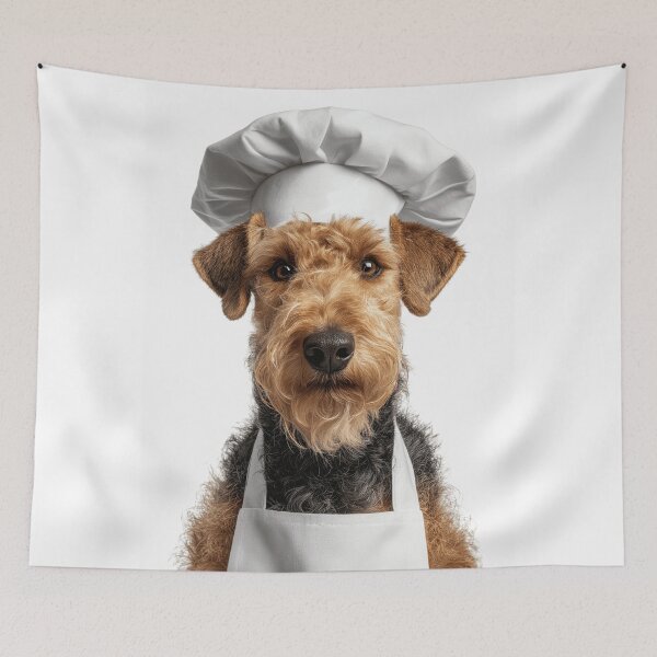 Item preview, Welsh Terrier Chef Dog Funny Cooking Apron Hat Cute Pet Portrait designed and sold by LazyOwlStore.