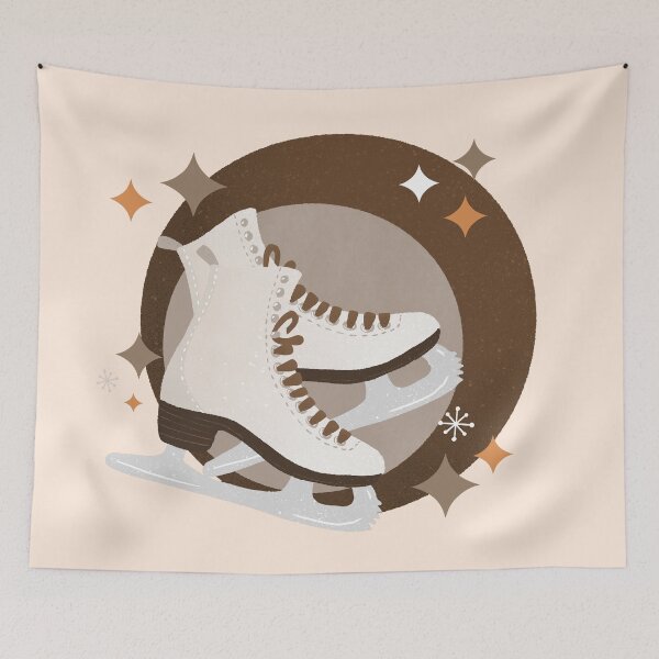 Item preview, Ice Skates retro bubble badge - vintage sepia tones designed and sold by Home Cyn Home.