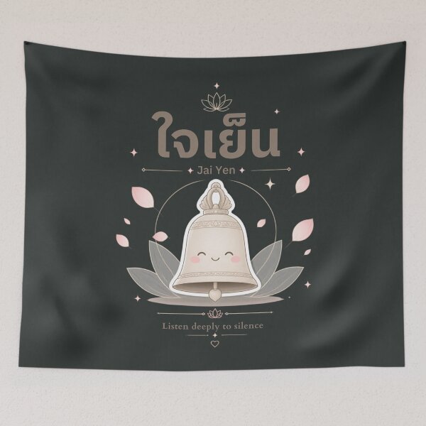Item preview, Jai Yen | Listen to Silence – Cute Thai Zen Bell Illustration Thai Design | Soft Thailand™ designed and sold by CosmicQuietStudio.