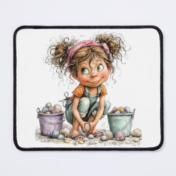 Item preview, Cute girl with seashells – whimsical design designed and sold by aliencharm.