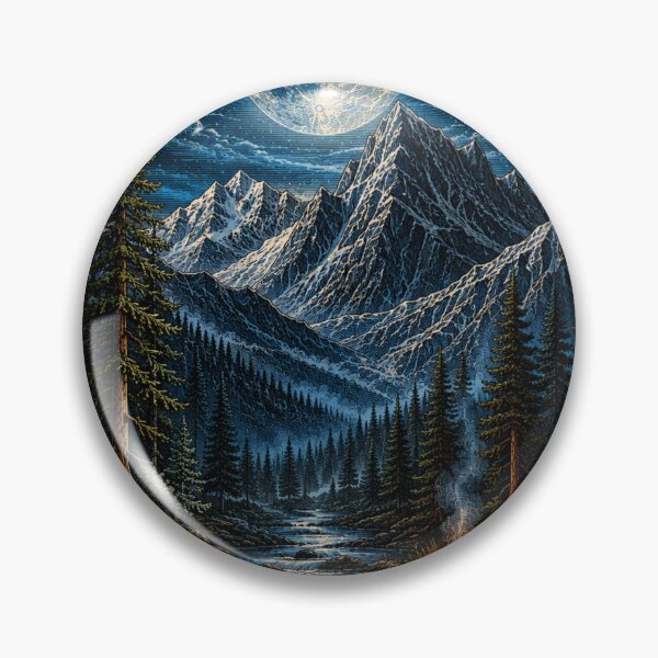 Item preview, Moonlit Mountain Wilderness – Vintage Adventure Landscape designed and sold by TeeVibeHaus.