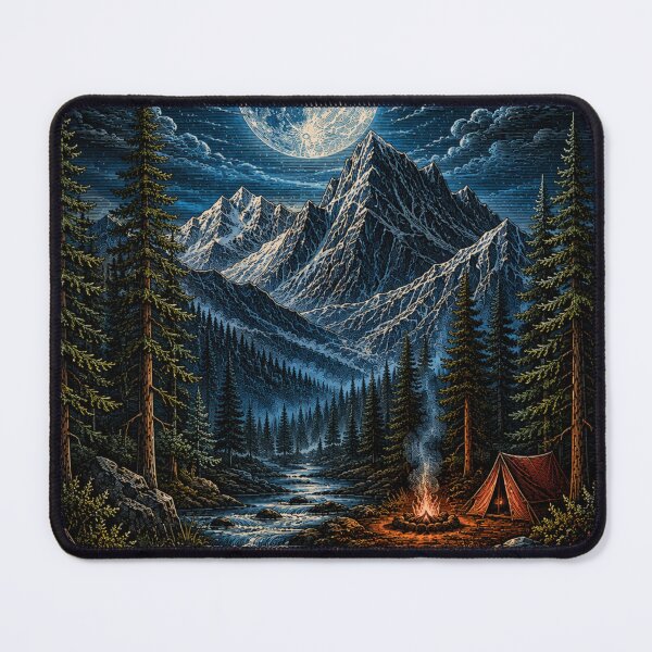 Item preview, Moonlit Mountain Wilderness – Vintage Adventure Landscape designed and sold by TeeVibeHaus.