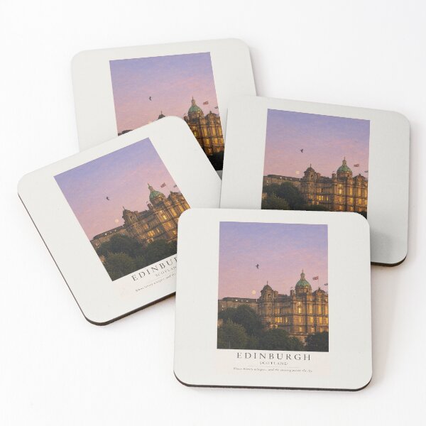 Item preview, Edinburgh Scotland at Dusk Travel Poster – Historic Architecture & Evening Cityscape designed and sold by Wandered North.