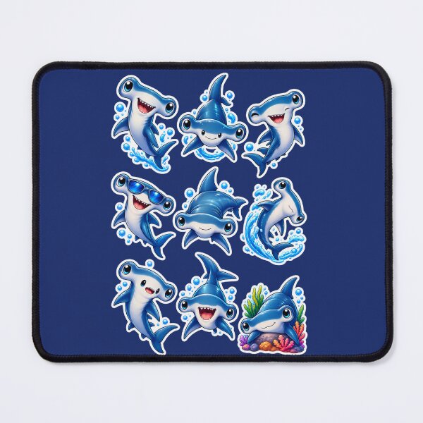 Item preview, Cute Kawaii Hammerhead Shark Stickers Pack of 9 designed and sold by KrishAuraa.