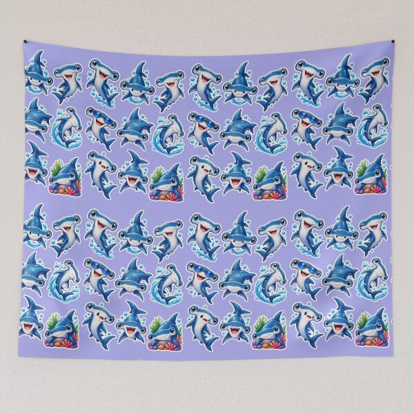 Item preview, Cute Kawaii Hammerhead Shark Stickers Pack of 9 designed and sold by KrishAuraa.