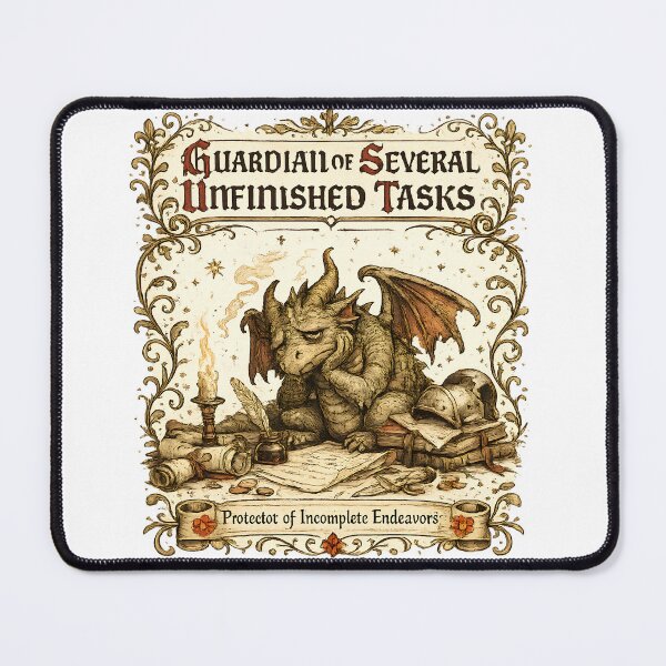 Item preview, Guardian of Several Unfinished Tasks – Medieval Dragon Marginalia Humor designed and sold by Best and Cool.