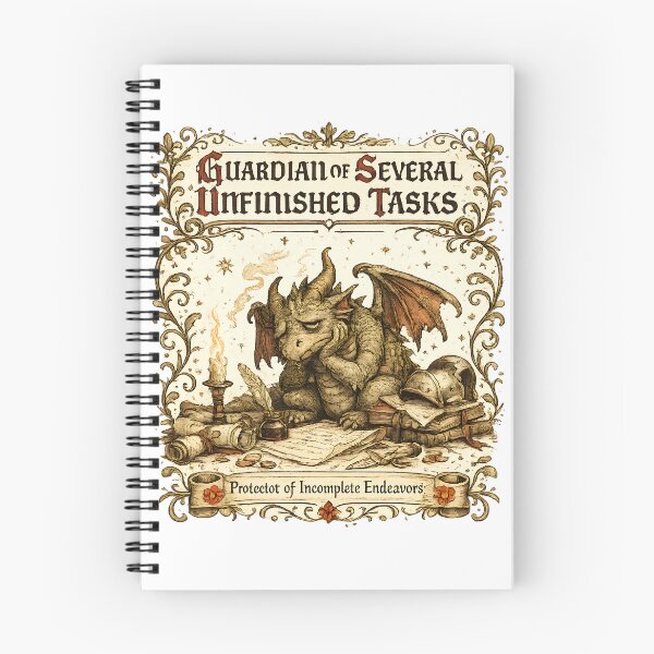 Item preview, Guardian of Several Unfinished Tasks – Medieval Dragon Marginalia Humor designed and sold by Best and Cool.
