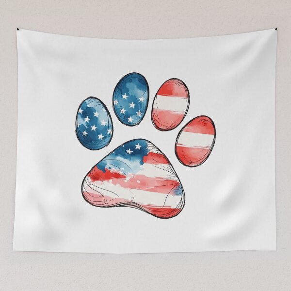 Item preview, American Flag Paw Print Watercolor Art designed and sold by SoyLamderma.