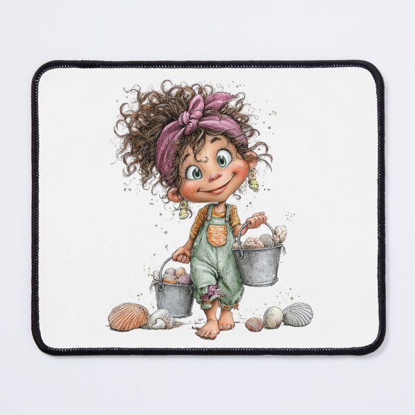Item preview, Cute girl with seashells at the beach – whimsical design designed and sold by aliencharm.