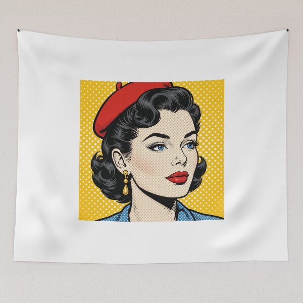 Item preview, Vintage French Girl in Red Beret - Pop Art Portrait designed and sold by MAISON SYLVIE.