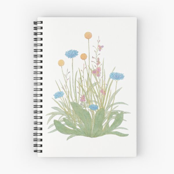 Item preview, Australian native flowers watercolour illustration, Billy Button, Chocolate Lily, blue pin cushion  designed and sold by kamilah-adriana.