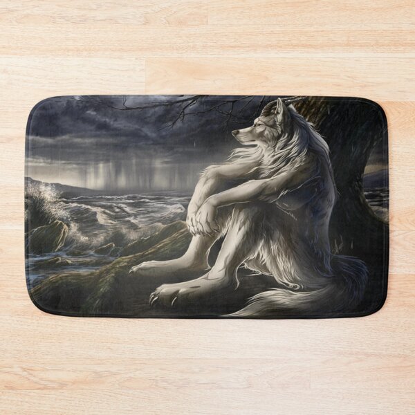 Item preview, emo white wolf sitting sad meme designed and sold by crabwon.