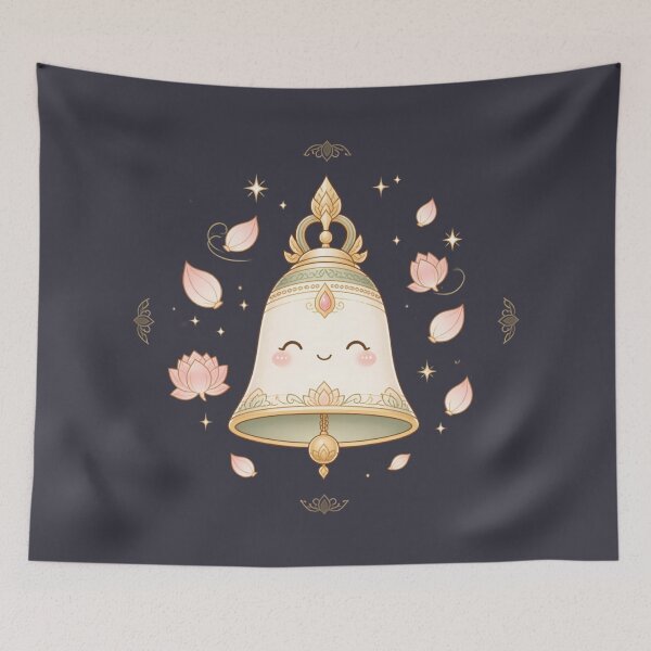 Item preview, Smiling Lotus Bell – Whimsical Serenity Thai Design designed and sold by CosmicQuietStudio.