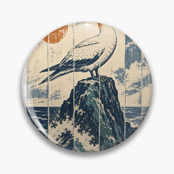 Item preview, Northern Gannet on the Sea Stack Wild Animal Nature Illustration designed and sold by VisualArtsOasis.