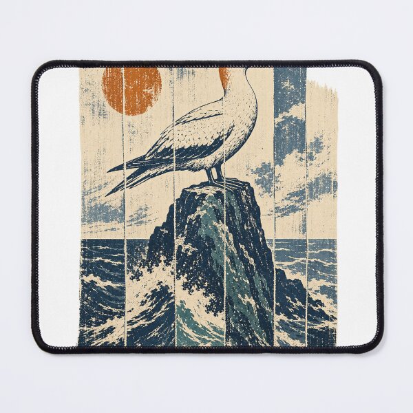 Item preview, Northern Gannet on the Sea Stack Wild Animal Nature Illustration designed and sold by VisualArtsOasis.
