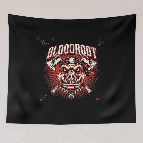 Item preview, Bloodroot Boar Crossed Axes Heavy Metal Emblem designed and sold by Enea Kelo.